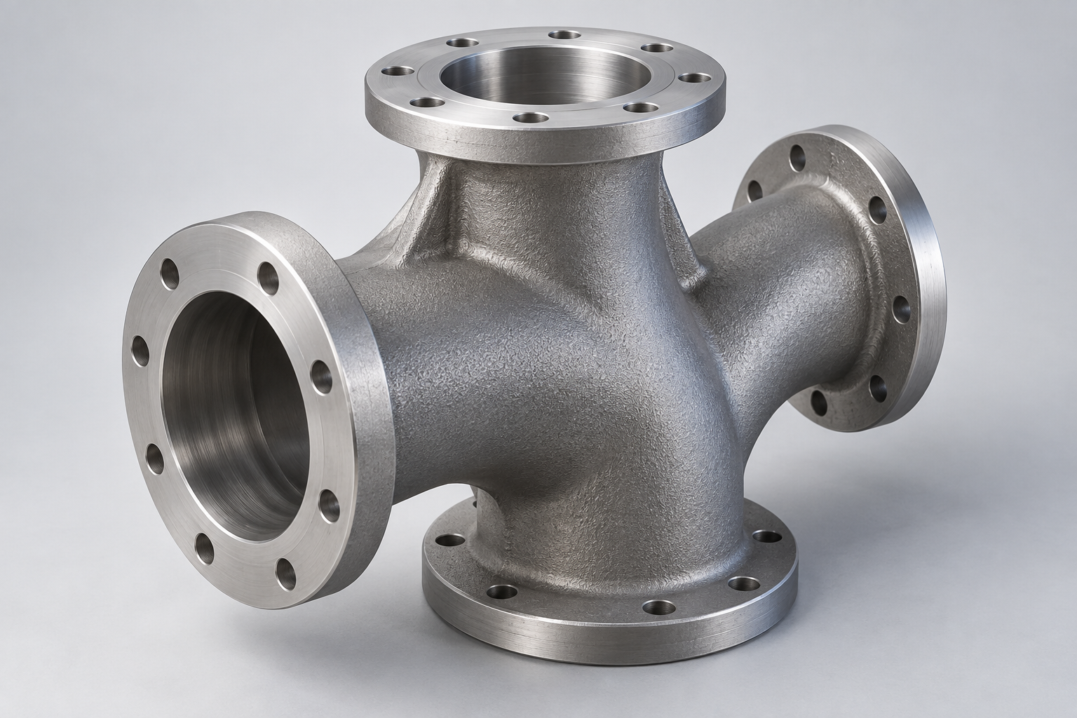 Representative cast-steel branch fitting with curved branches and machined flange faces.