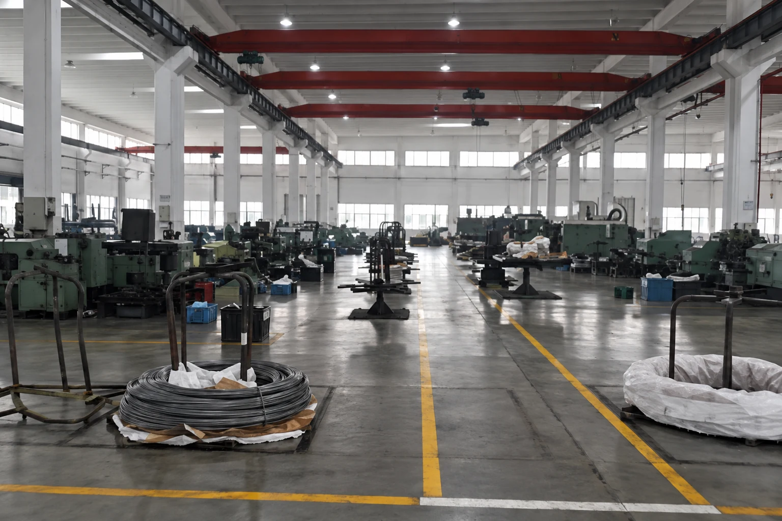 Edited brochure photograph of the fastener partner’s production workshop.