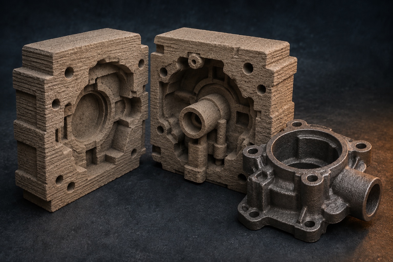Printed sand mold and casting.
